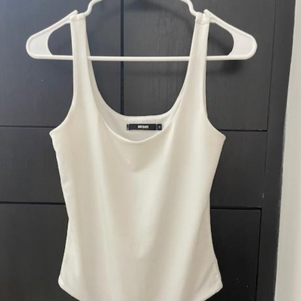 BIKBOK Women's Bodysuit Small White Thong String NWOT